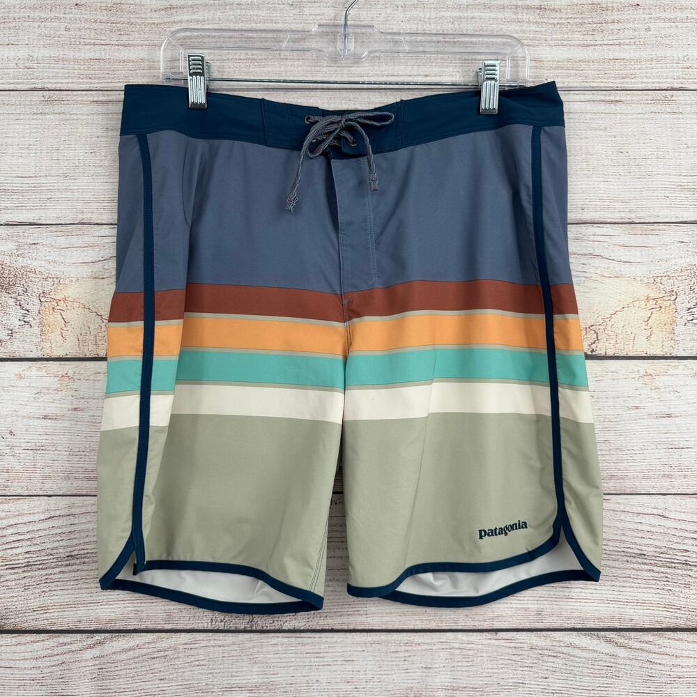 Patagonia Hydropeak Side Shore Boardshorts Mens 33 Multicolor Striped